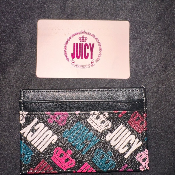 Juicy Couture Black Card Holder with Crown Design - Picture 2 of 3